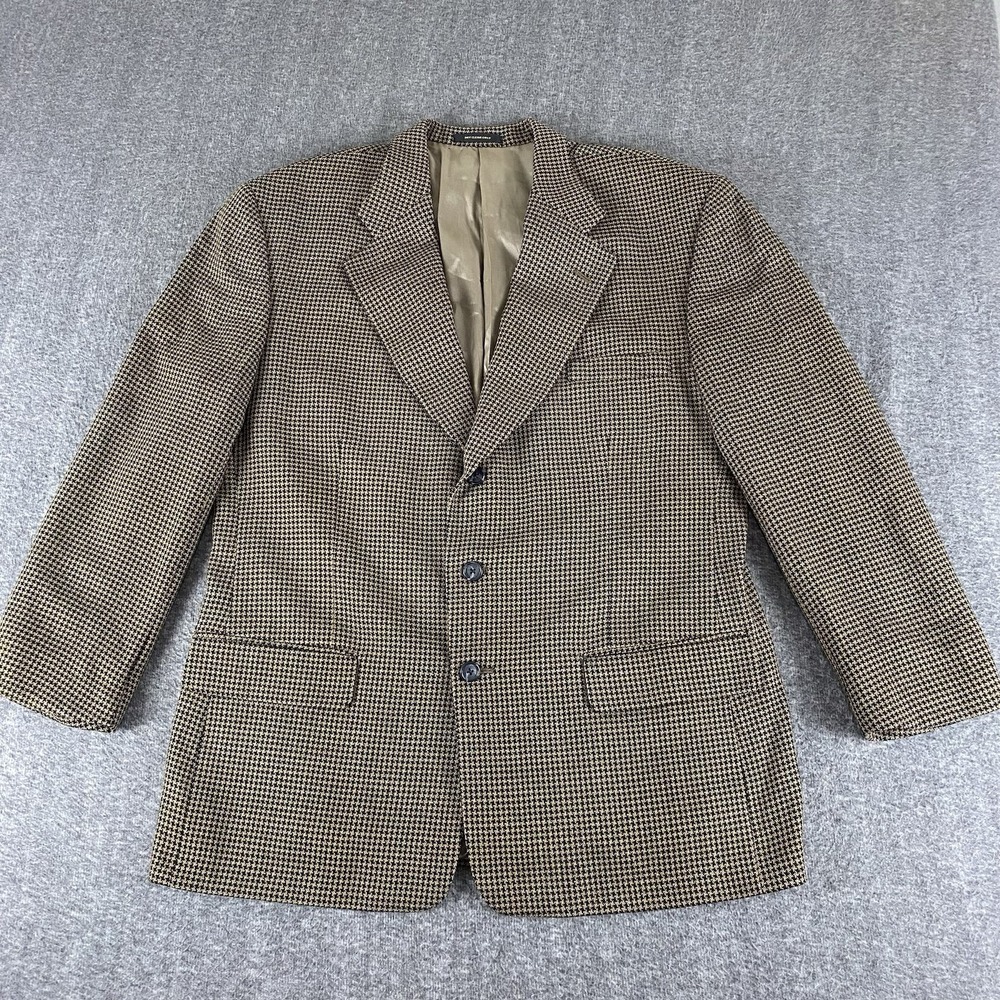 Givenchy Monsieur Houndstooth Sport Coat Blazer Mens 40R Brown Black Vintage